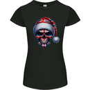 Britain Christmas Skull British UK Flag Union Jack Womens Petite Cut T-Shirt Black