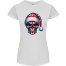 Britain Christmas Skull British UK Flag Union Jack Womens Petite Cut T-Shirt White
