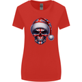 Britain Christmas Skull British UK Flag Union Jack Womens Wider Cut T-Shirt Red