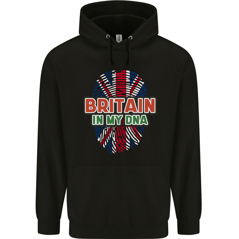 Britain is In My DNA Union Jack Flag UK Mens 80% Cotton Hoodie Black