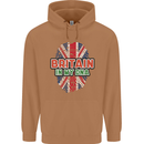 Britain is In My DNA Union Jack Flag UK Mens 80% Cotton Hoodie Caramel Latte