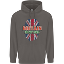Britain is In My DNA Union Jack Flag UK Mens 80% Cotton Hoodie Charcoal