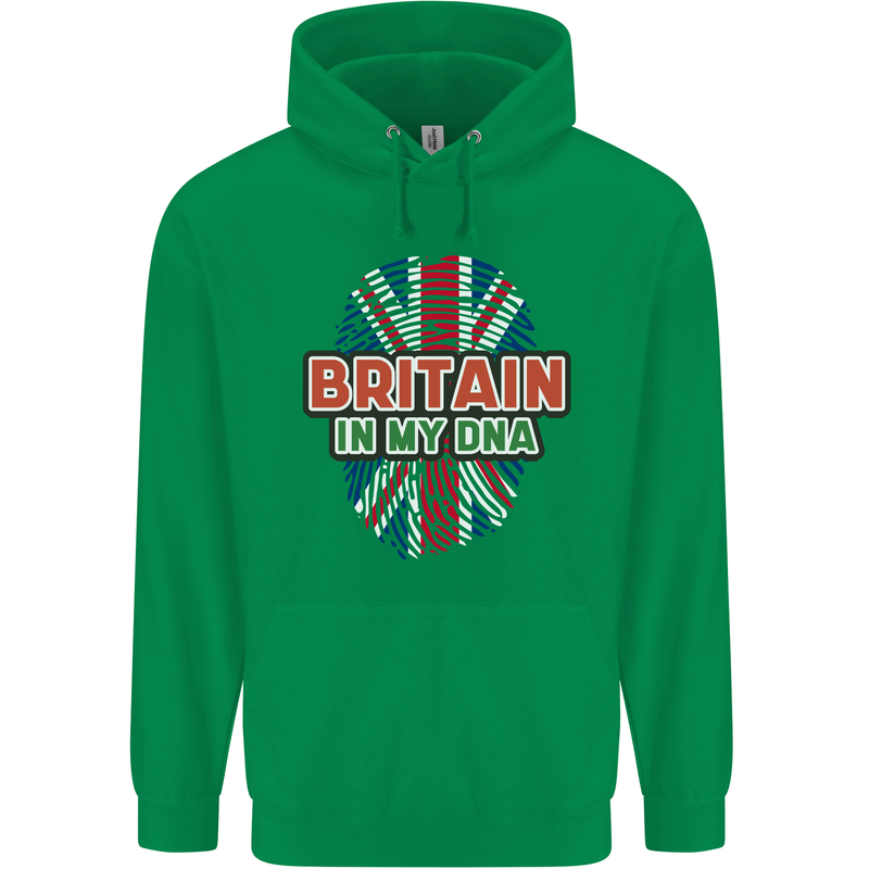 Britain is In My DNA Union Jack Flag UK Mens 80% Cotton Hoodie Irish Green