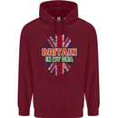 Britain is In My DNA Union Jack Flag UK Mens 80% Cotton Hoodie Maroon