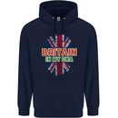 Britain is In My DNA Union Jack Flag UK Mens 80% Cotton Hoodie Navy Blue