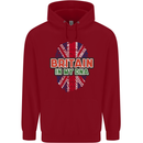 Britain is In My DNA Union Jack Flag UK Mens 80% Cotton Hoodie Red