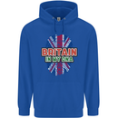 Britain is In My DNA Union Jack Flag UK Mens 80% Cotton Hoodie Royal Blue