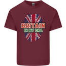 Britain is In My DNA Union Jack Flag UK Mens Cotton T-Shirt Tee Top Maroon