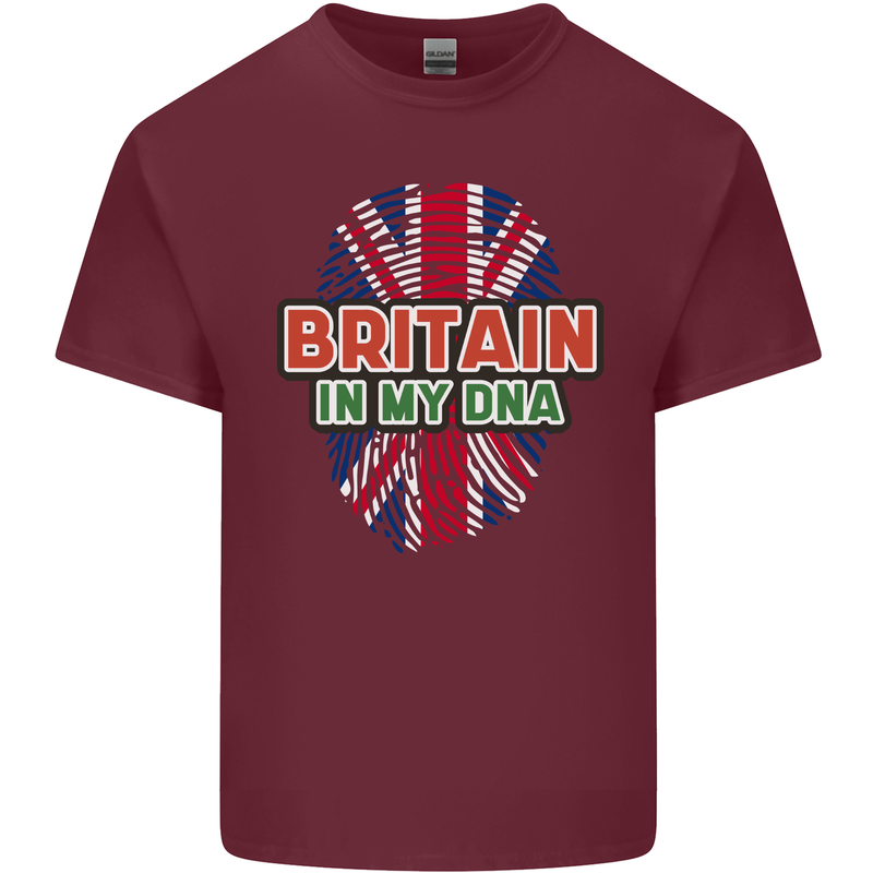 Britain is In My DNA Union Jack Flag UK Mens Cotton T-Shirt Tee Top Maroon