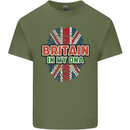 Britain is In My DNA Union Jack Flag UK Mens Cotton T-Shirt Tee Top Military Green