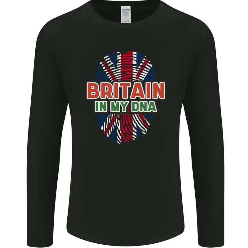 Britain is In My DNA Union Jack Flag UK Mens Long Sleeve T-Shirt Black