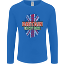 Britain is In My DNA Union Jack Flag UK Mens Long Sleeve T-Shirt Royal Blue