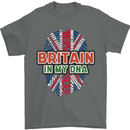 Britain is In My DNA Union Jack Flag UK Mens T-Shirt 100% Cotton Charcoal