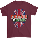 Britain is In My DNA Union Jack Flag UK Mens T-Shirt 100% Cotton Maroon