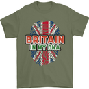 Britain is In My DNA Union Jack Flag UK Mens T-Shirt 100% Cotton Military Green