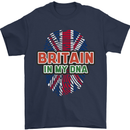 Britain is In My DNA Union Jack Flag UK Mens T-Shirt 100% Cotton Navy Blue