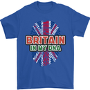 Britain is In My DNA Union Jack Flag UK Mens T-Shirt 100% Cotton Royal Blue