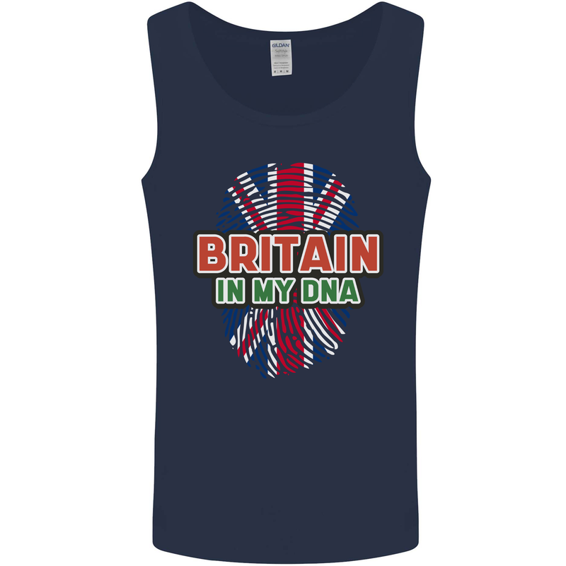 Britain is In My DNA Union Jack Flag UK Mens Vest Tank Top Navy Blue