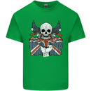 British Biker Skull Motorcycle Motorbike Flag Kids T-Shirt Childrens Irish Green