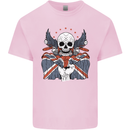 British Biker Skull Motorcycle Motorbike Flag Kids T-Shirt Childrens Light Pink