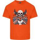 British Biker Skull Motorcycle Motorbike Flag Kids T-Shirt Childrens Orange