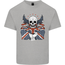 British Biker Skull Motorcycle Motorbike Flag Kids T-Shirt Childrens Sports Grey