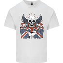British Biker Skull Motorcycle Motorbike Flag Kids T-Shirt Childrens White