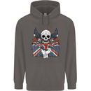 British Biker Skull Motorcycle Motorbike Flag Mens 80% Cotton Hoodie Charcoal
