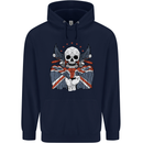 British Biker Skull Motorcycle Motorbike Flag Mens 80% Cotton Hoodie Navy Blue