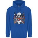British Biker Skull Motorcycle Motorbike Flag Mens 80% Cotton Hoodie Royal Blue