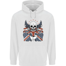 British Biker Skull Motorcycle Motorbike Flag Mens 80% Cotton Hoodie White