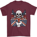 British Biker Skull Motorcycle Motorbike Flag Mens T-Shirt 100% Cotton Maroon