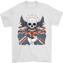 British Biker Skull Motorcycle Motorbike Flag Mens T-Shirt 100% Cotton White