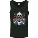 British Biker Skull Motorcycle Motorbike Flag Mens Vest Tank Top Black