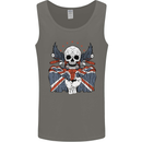 British Biker Skull Motorcycle Motorbike Flag Mens Vest Tank Top Charcoal