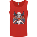 British Biker Skull Motorcycle Motorbike Flag Mens Vest Tank Top Red
