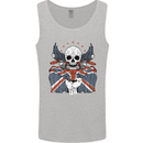 British Biker Skull Motorcycle Motorbike Flag Mens Vest Tank Top Sports Grey