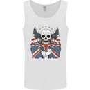 British Biker Skull Motorcycle Motorbike Flag Mens Vest Tank Top White