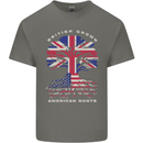 British Grown American Roots USA Flag Mens Cotton T-Shirt Tee Top Charcoal