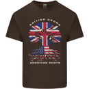 British Grown American Roots USA Flag Mens Cotton T-Shirt Tee Top Dark Chocolate