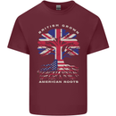 British Grown American Roots USA Flag Mens Cotton T-Shirt Tee Top Maroon
