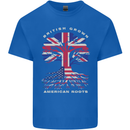 British Grown American Roots USA Flag Mens Cotton T-Shirt Tee Top Royal Blue