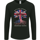 British Grown American Roots USA Flag Mens Long Sleeve T-Shirt Black