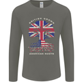 British Grown American Roots USA Flag Mens Long Sleeve T-Shirt Charcoal
