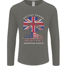 British Grown American Roots USA Flag Mens Long Sleeve T-Shirt Charcoal
