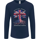 British Grown American Roots USA Flag Mens Long Sleeve T-Shirt Navy Blue