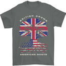 British Grown American Roots USA Flag Mens T-Shirt 100% Cotton Charcoal