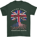British Grown American Roots USA Flag Mens T-Shirt 100% Cotton Forest Green