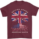 British Grown American Roots USA Flag Mens T-Shirt 100% Cotton Maroon