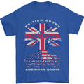 British Grown American Roots USA Flag Mens T-Shirt 100% Cotton Royal Blue